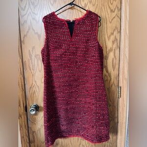 Ann Taylor Red black Textured Sleeveless Dress Size 14